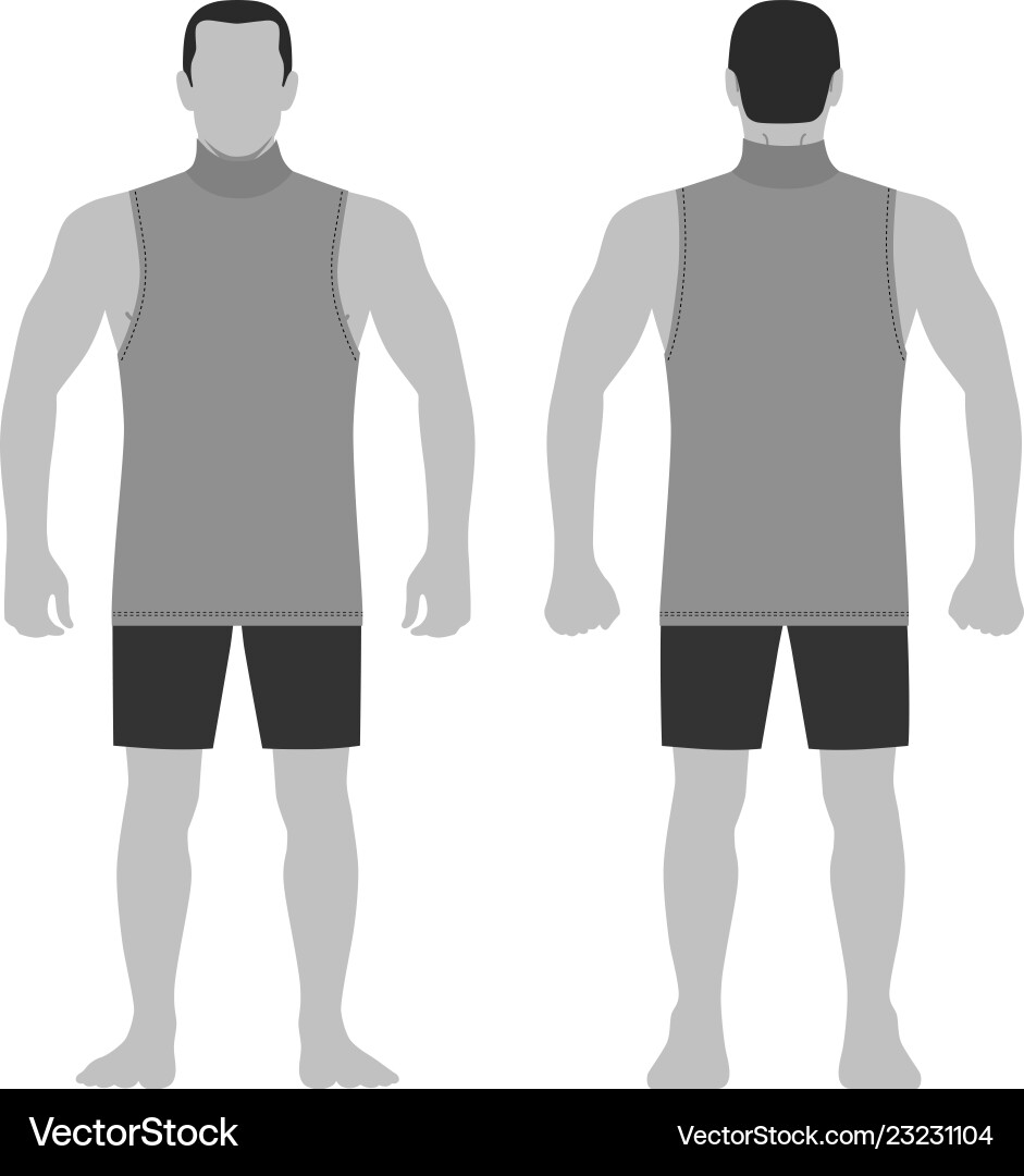 Singlet man template front back views Singlet man template front back views vector image