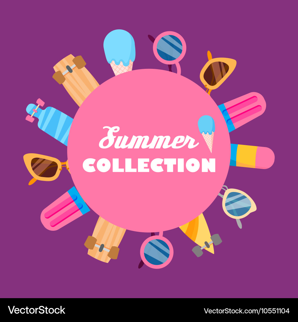 Summer collection of objects vector image