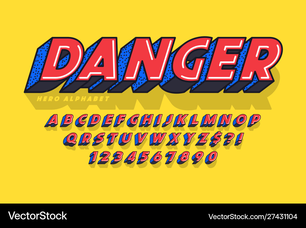 Trendy 3d comical font design colorful alphabet Trendy 3d comical font design colorful alphabet vector image