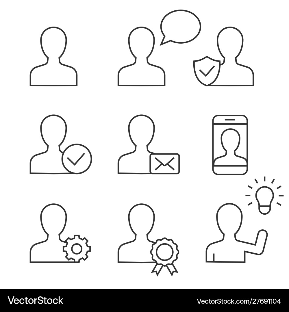User Profile Icons - Linear Style Vector Image