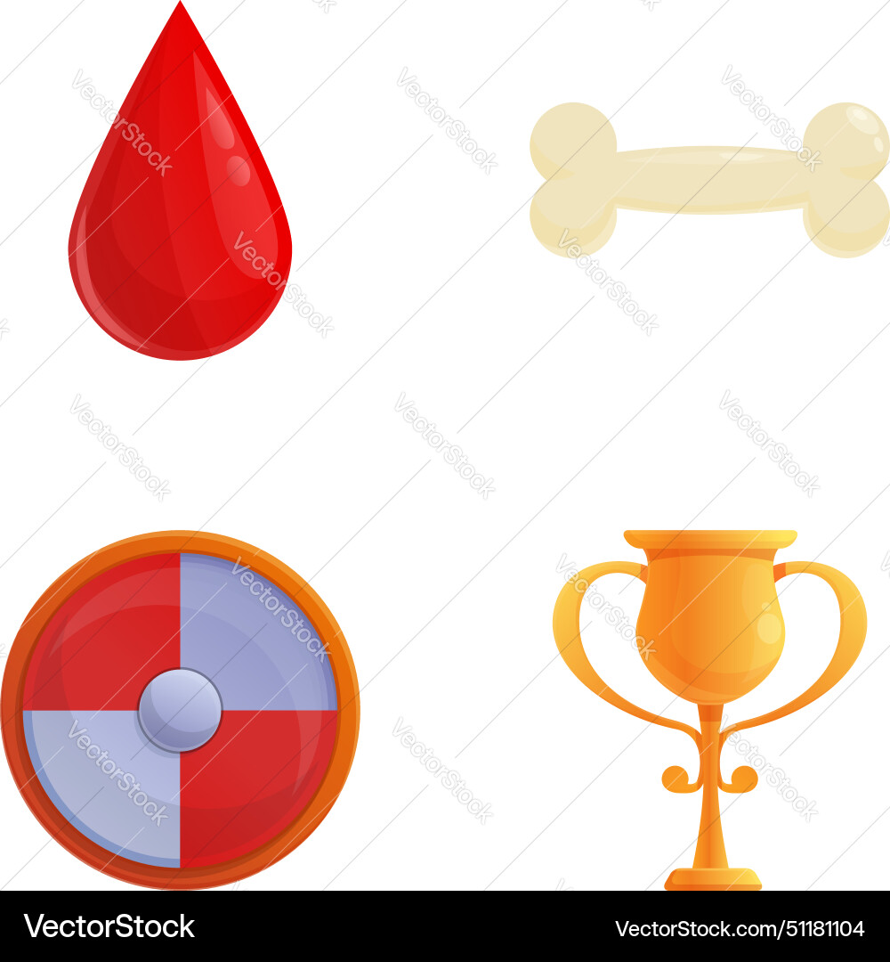 Victory game icons set cartoon design vector image