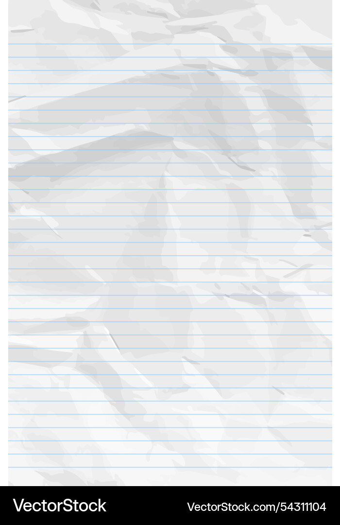 White clean crumpled notebook paper with lines White clean crumpled notebook paper with lines Vector Image