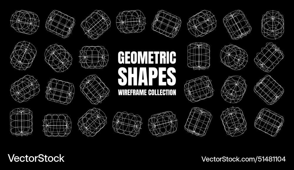 Wireframe lined shapes perspective mesh 3d grid Wireframe lined shapes perspective mesh 3d grid vector image