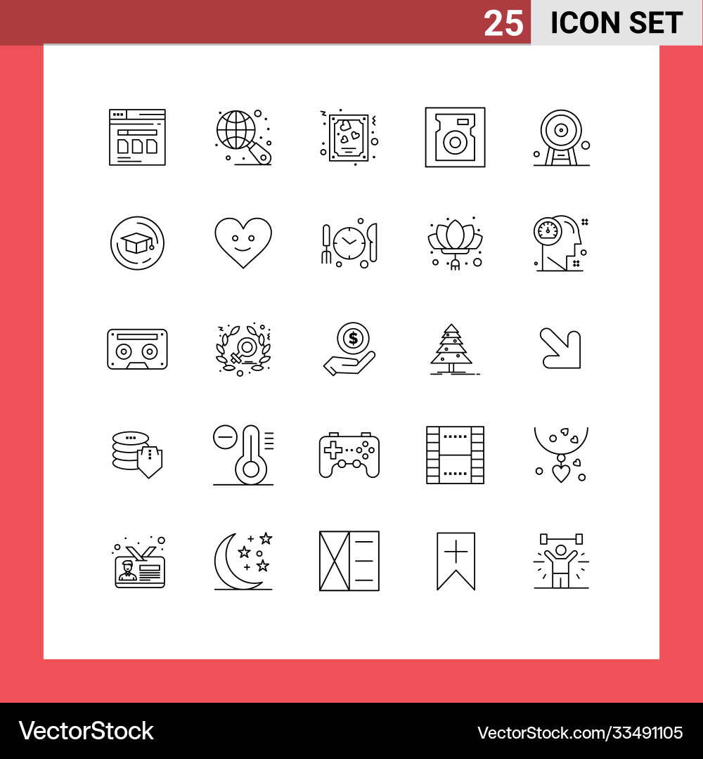 25 universal lines set for web and mobile Vector Image