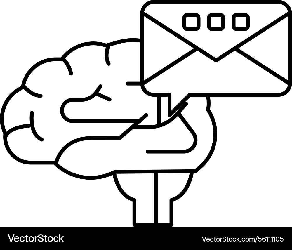A brain holding an envelope with message inside A brain holding an envelope with message inside Vector Image
