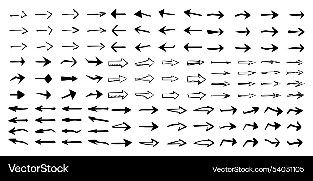A collection of arrows in various sizes A collection of arrows in various sizes vector image