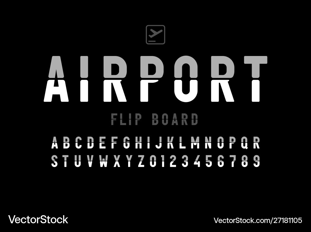Airport flip board panel style font design Airport flip board panel style font design vector image
