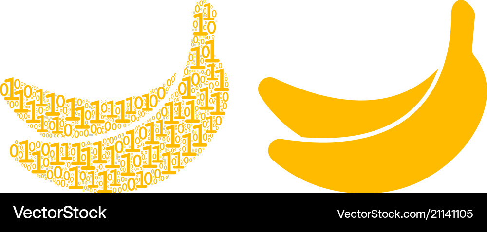 Banana collage of binary digits Banana collage of binary digits vector image