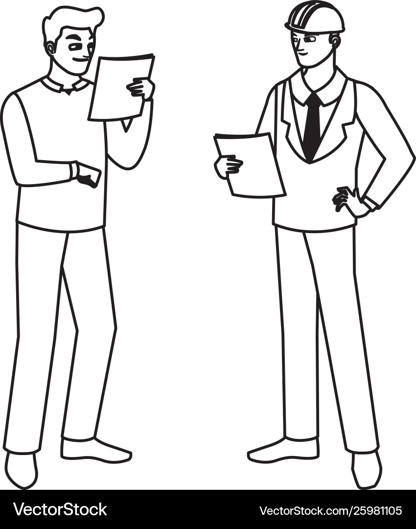 Builder constructor with engineer characters Builder constructor with engineer characters Vector Image