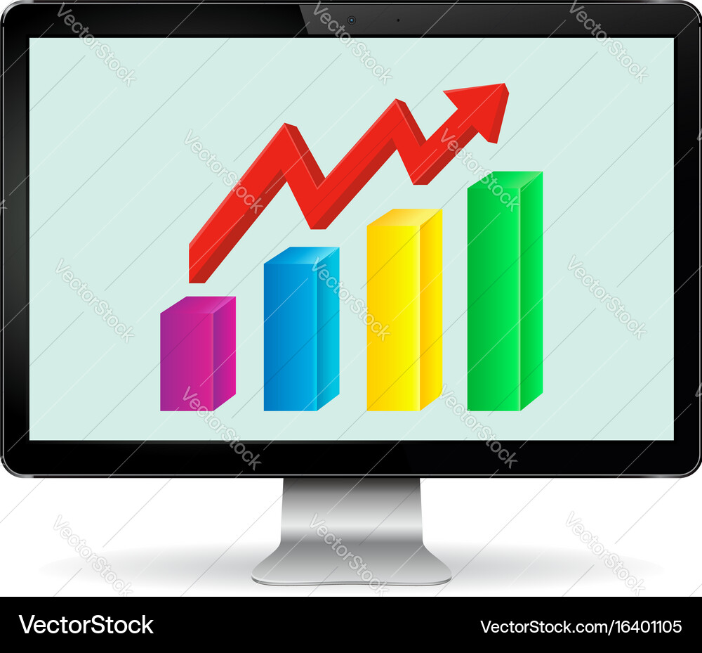 Computer Screen with Graph Icon vector image