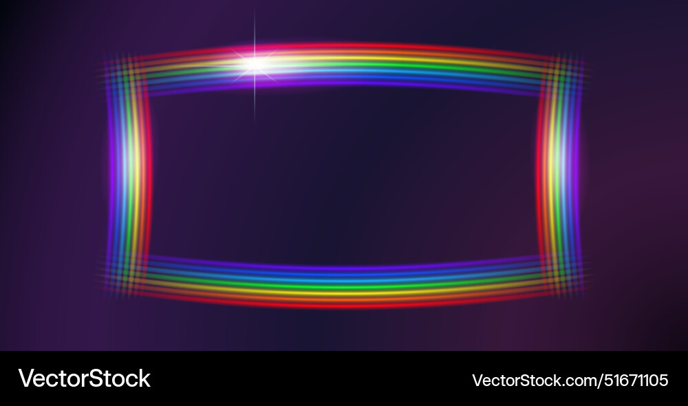 Glowing rainbow color rectangle frame Glowing rainbow color rectangle frame vector image