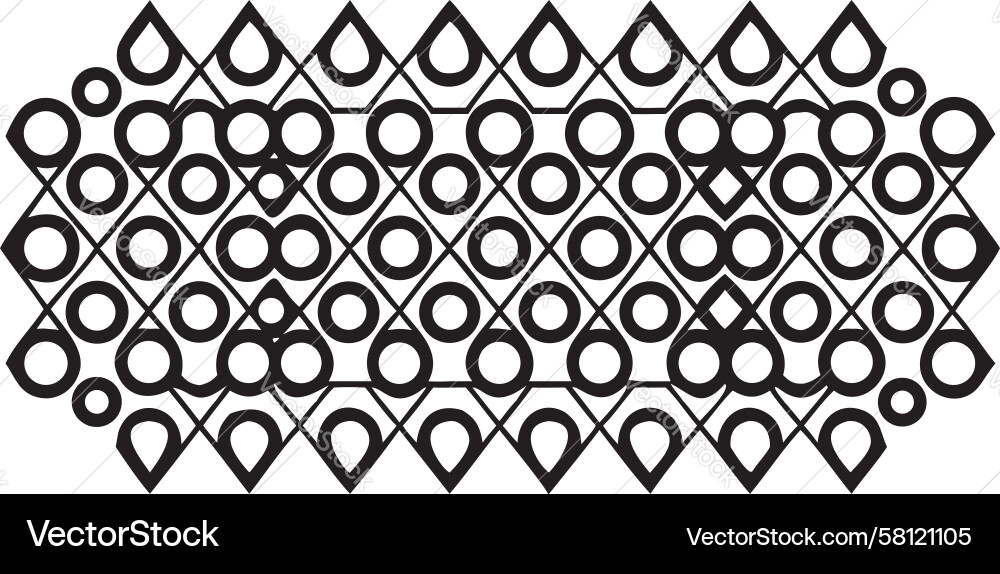 Interlocking Circle & Hexagon Grid Vector Image