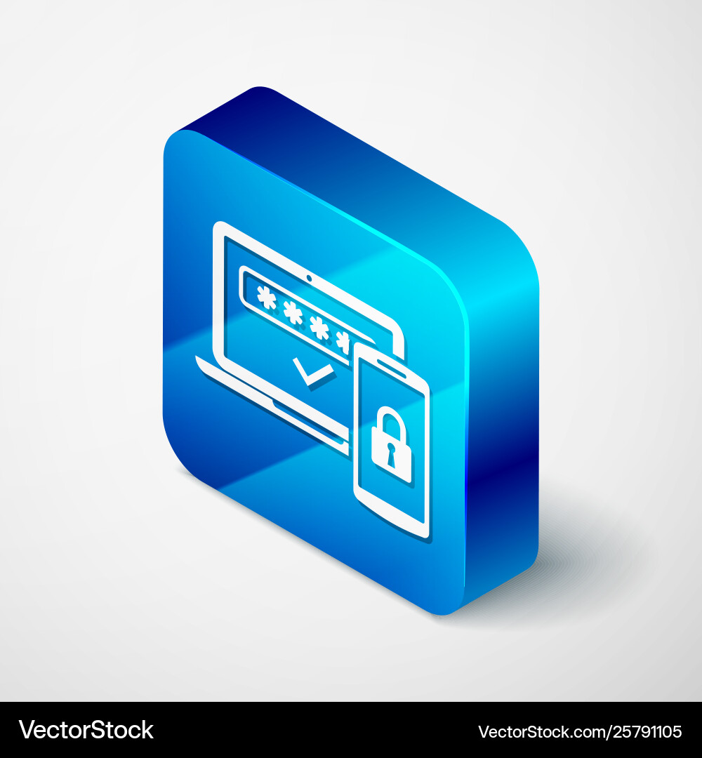 Isometric multi factor two steps authentication Isometric multi factor two steps authentication vector image