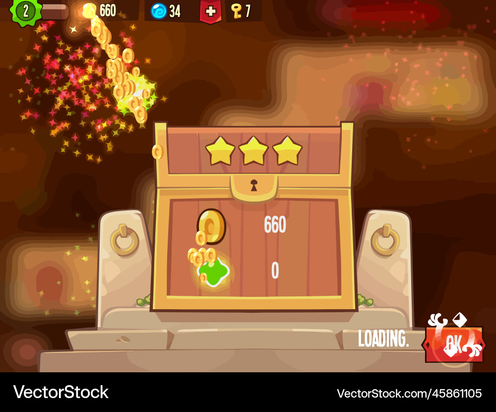 Komplettes Set von Level-Taste Spiel ui Pop-up-Symbol Vektorbild