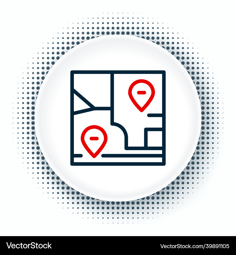 Line folded map with location marker icon isolated Line folded map with location marker icon isolated vector image