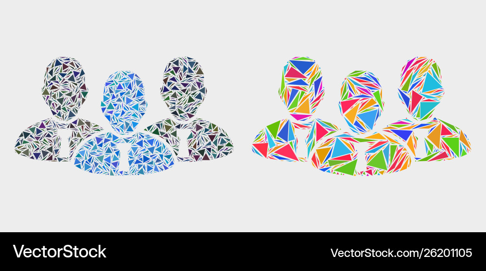 Manager group mosaic icon triangle Manager group mosaic icon triangle vector image
