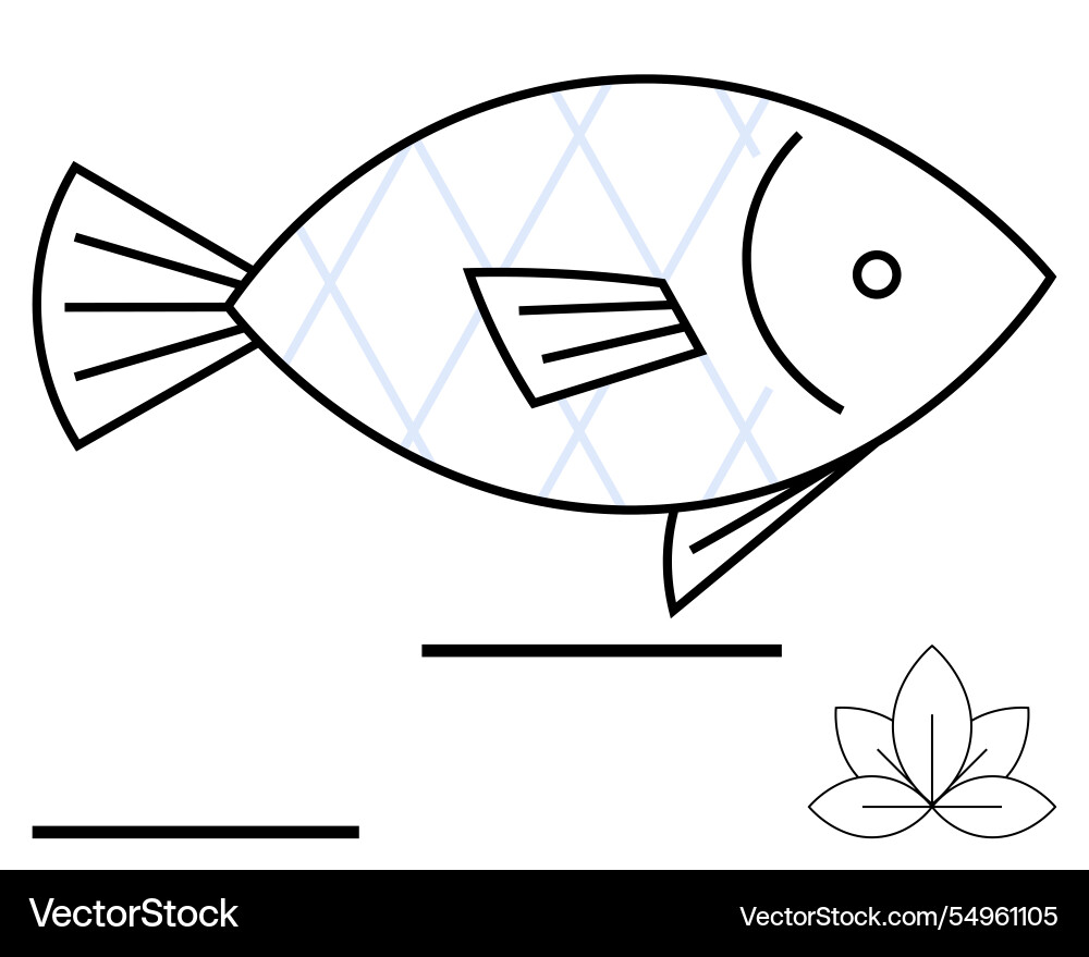 Minimalist line drawing of a fish with patterned Minimalist line drawing of a fish with patterned vector image