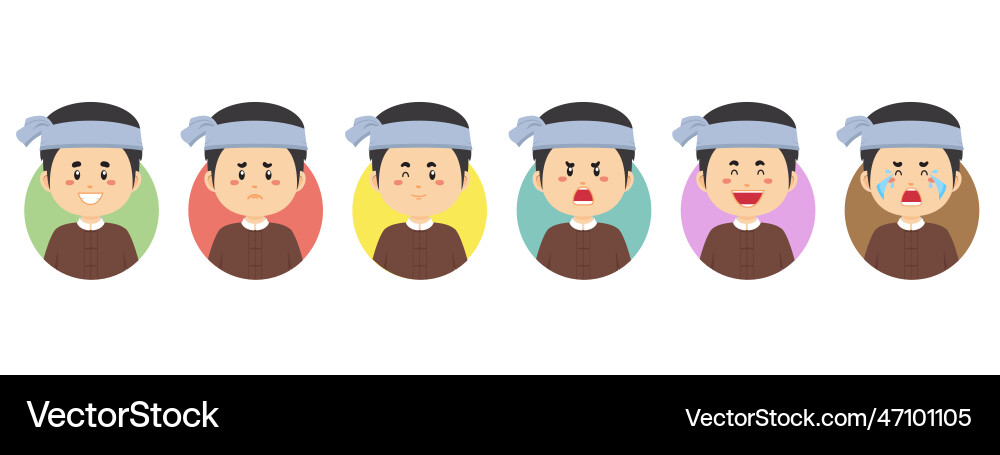 Myanmar avatar with various expression Myanmar avatar with various expression vector image