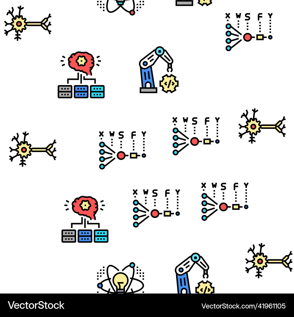 Neural network and ai seamless pattern Neural network and ai seamless pattern vector image