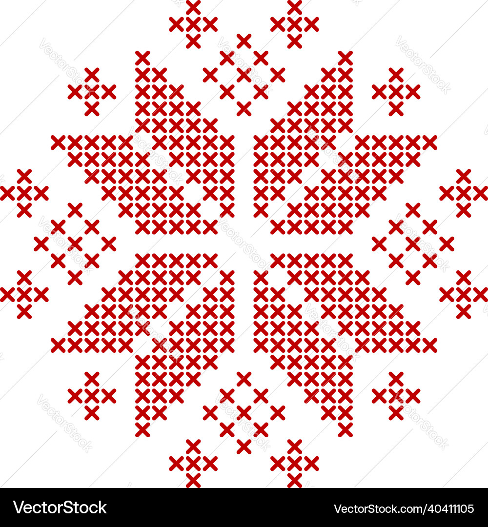 Scandinavian knitting pattern geometric redwork Scandinavian knitting pattern geometric redwork vector image