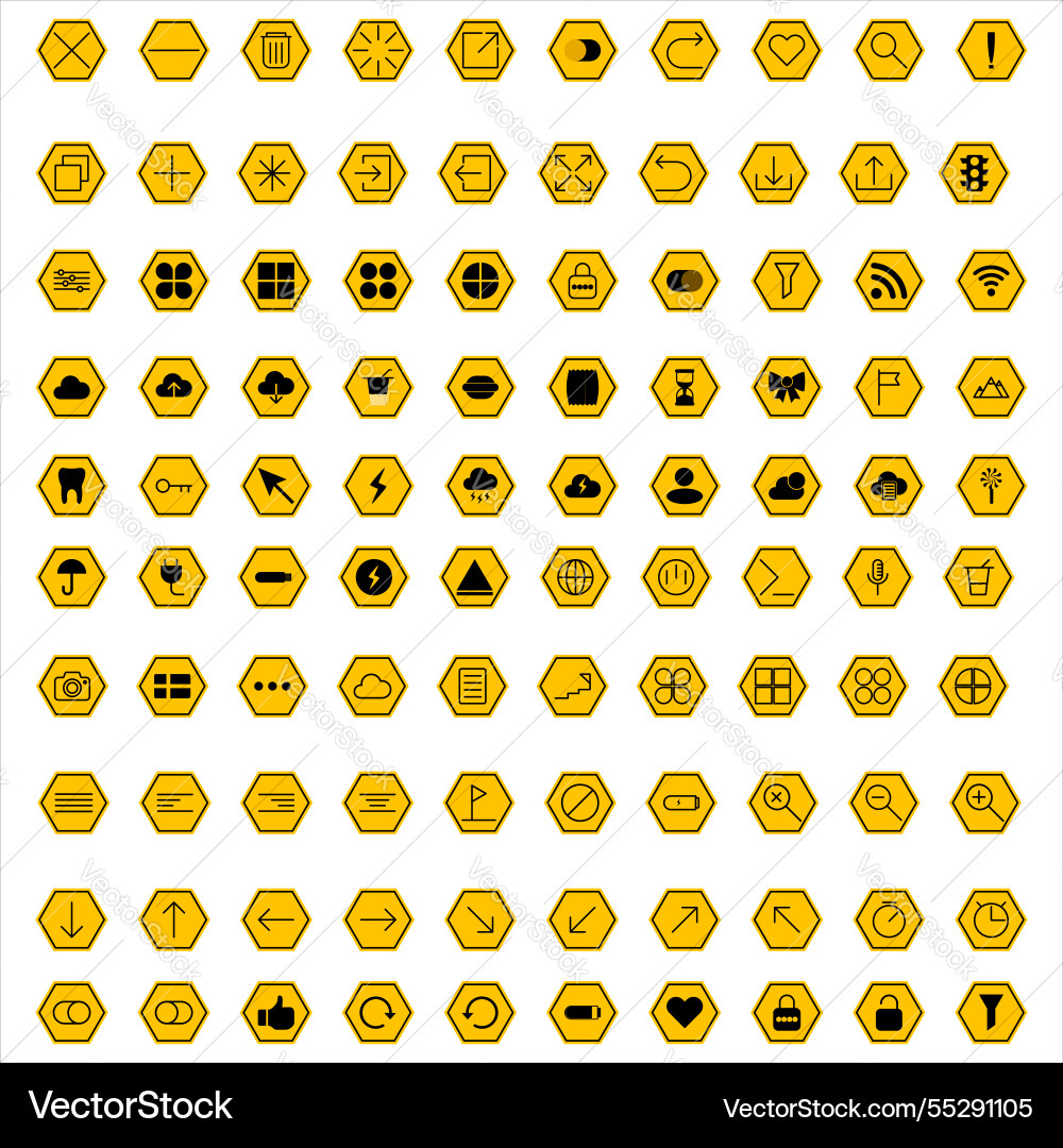 Set of colorful yellow web ui icons flat design vector image