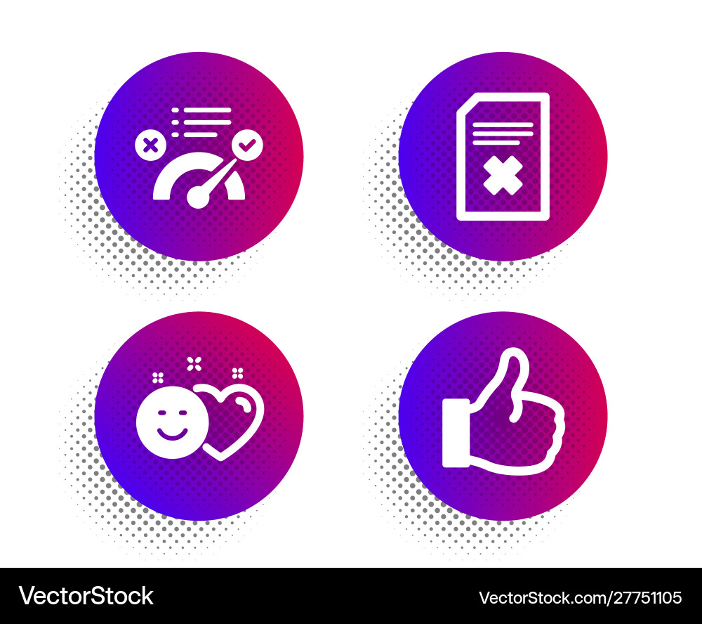 Smile delete file and correct answer icons set Smile delete file and correct answer icons set vector image