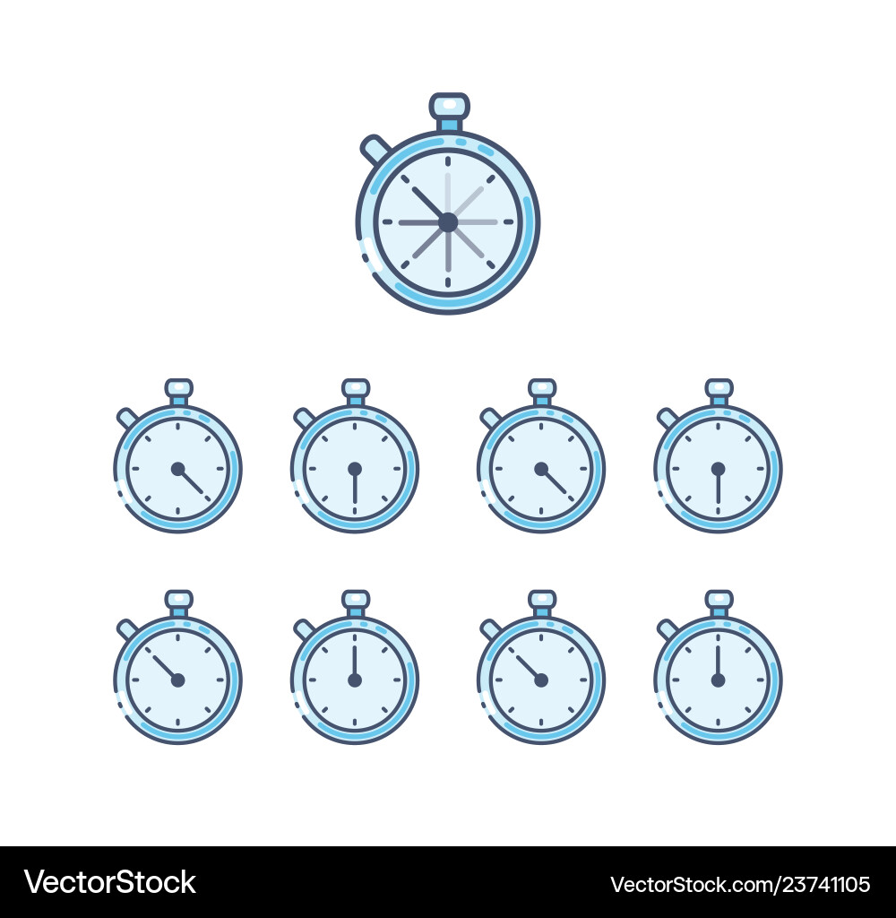 Stopwatch icon set in flat style timer Stopwatch icon set in flat style timer vector image