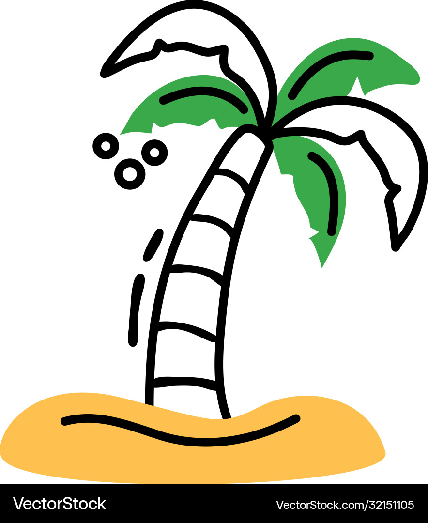 Tree palms summer line and fill style icon Vector Image