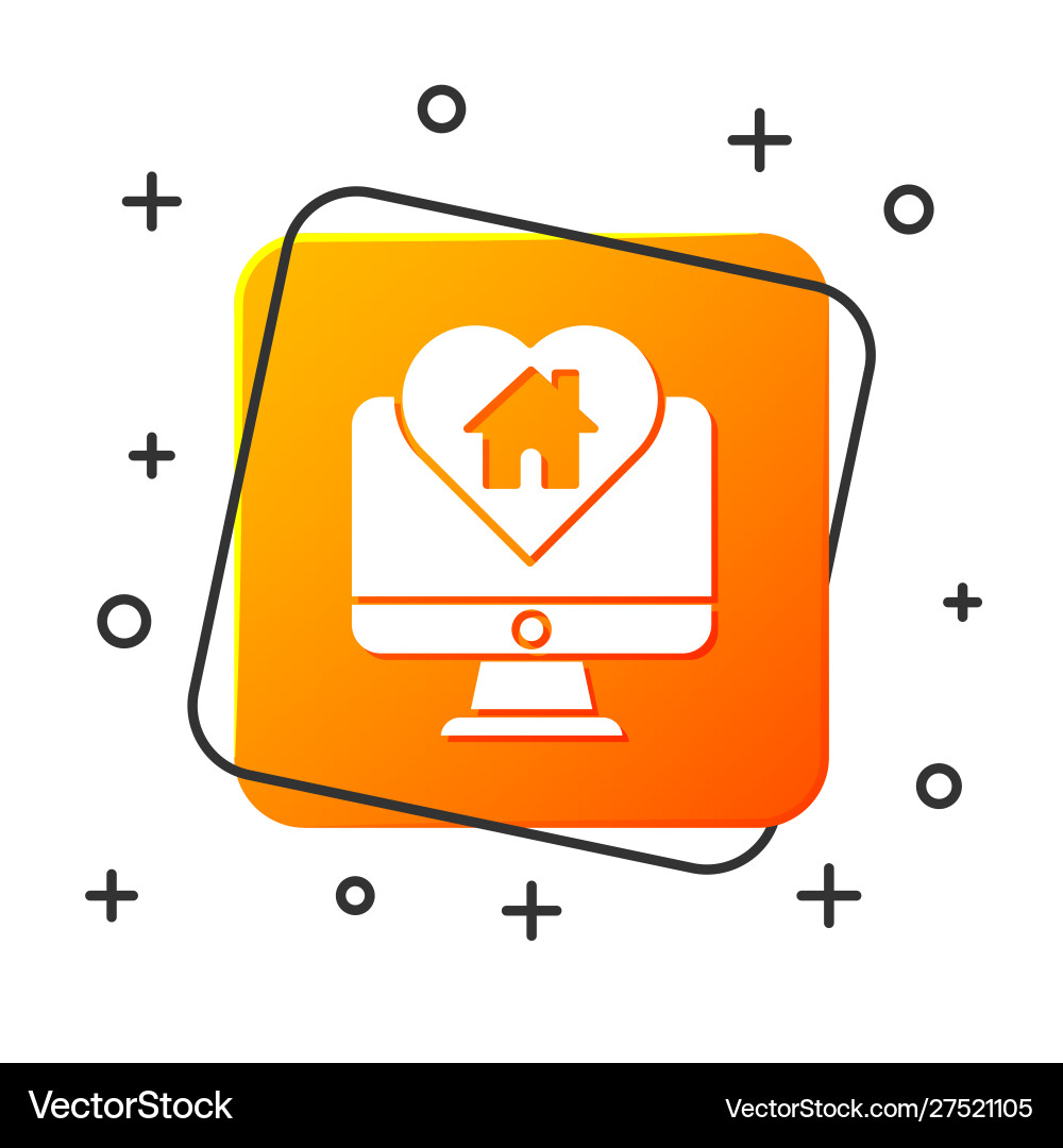 White computer monitor with house in heart shape White computer monitor with house in heart shape vector image