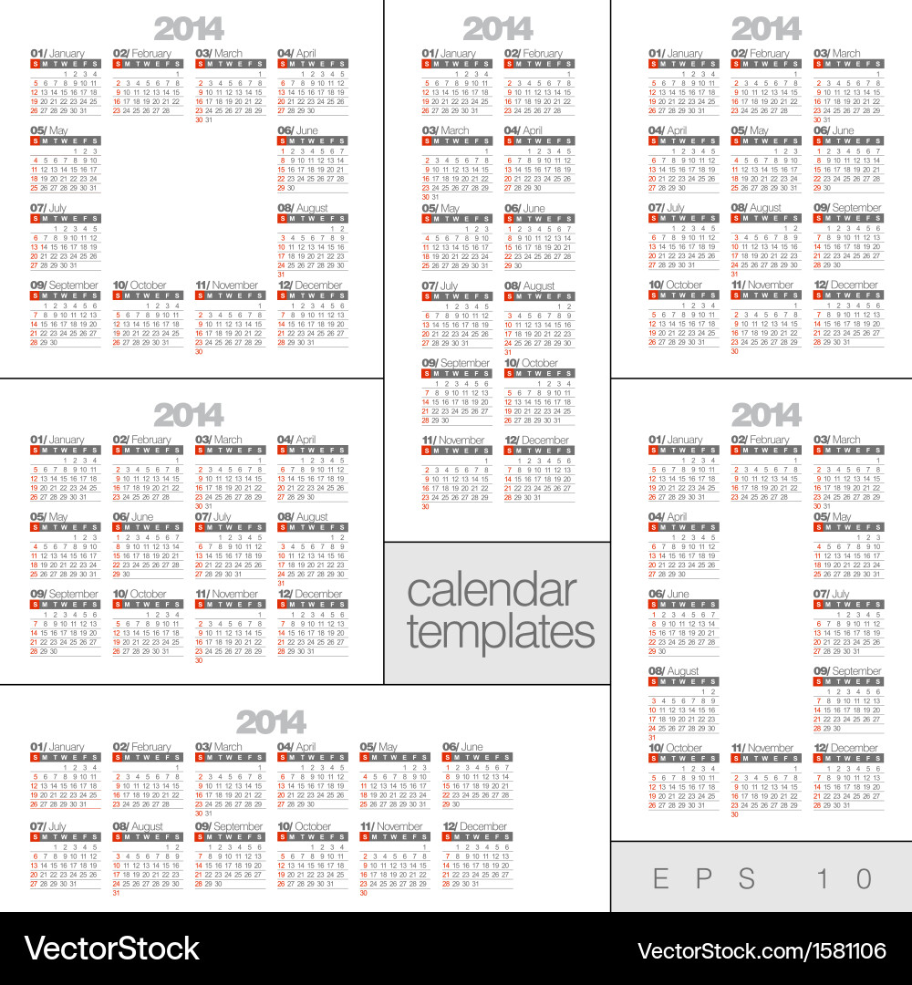 2014 set modern calendars design in two three four vector image