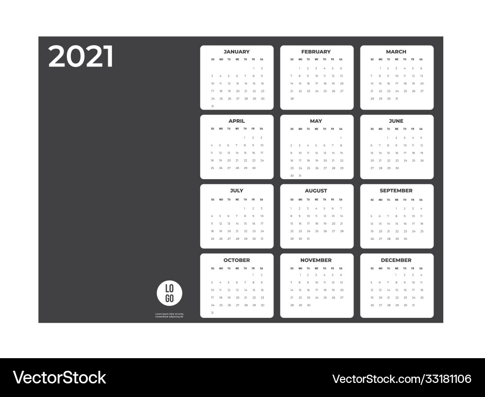 2020 calendar - template mock up Vector Image