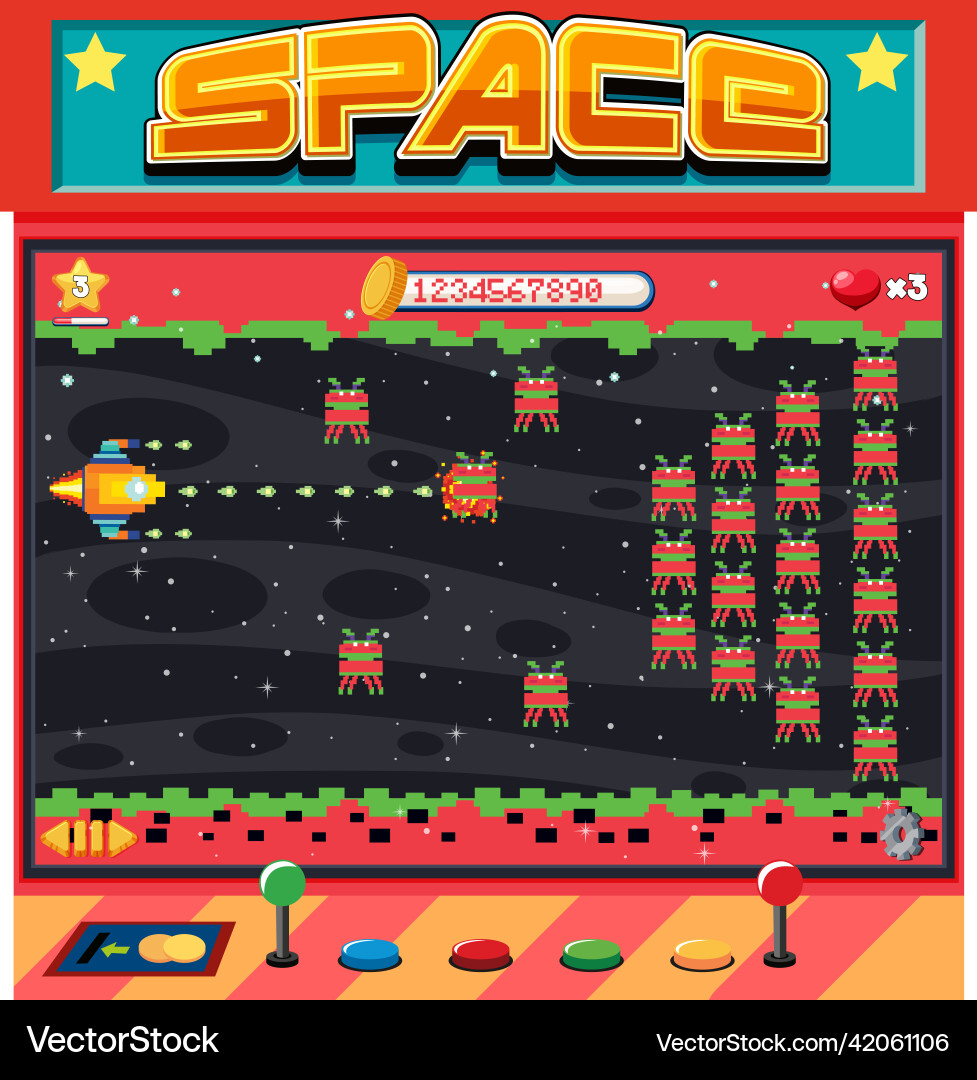 Aarcade pixel space game interface Aarcade pixel space game interface vector image
