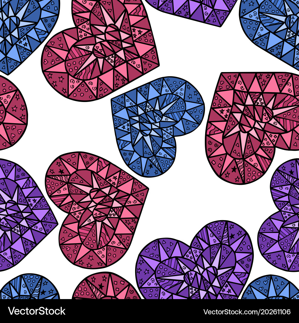 Abstract heart seamless pattern background vector image