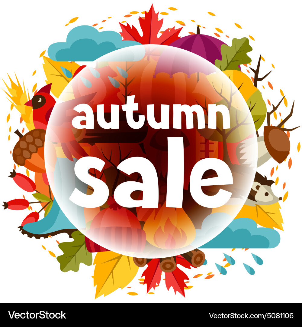 Background design with autumn icons and objects vector image