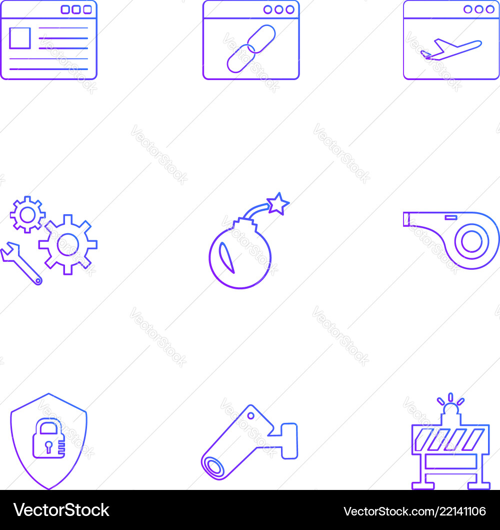 Bomb shield camera whistle windows ui layout vector image