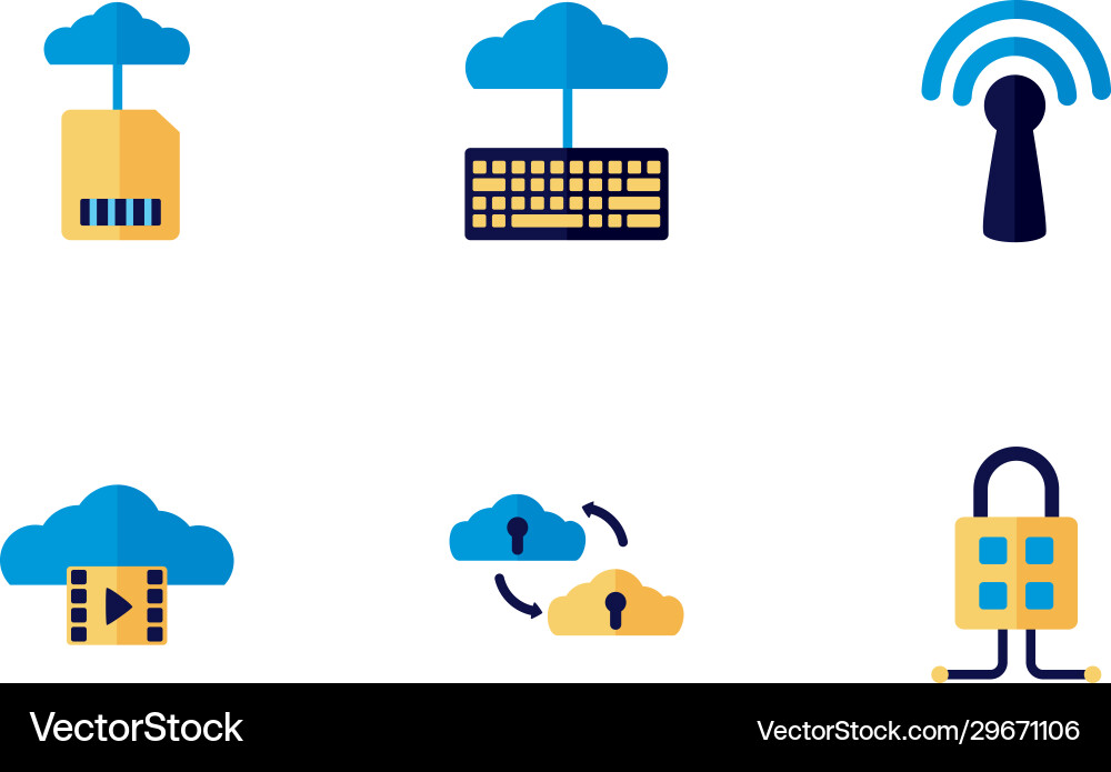 Bundle cloud computing flat style icons Bundle cloud computing flat style icons vector image