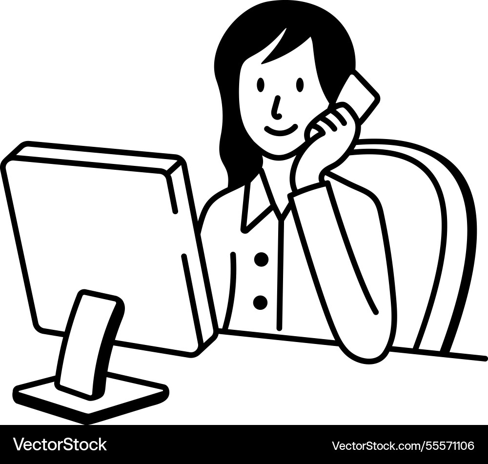 Calling character icon in hand drawn style Vector Image