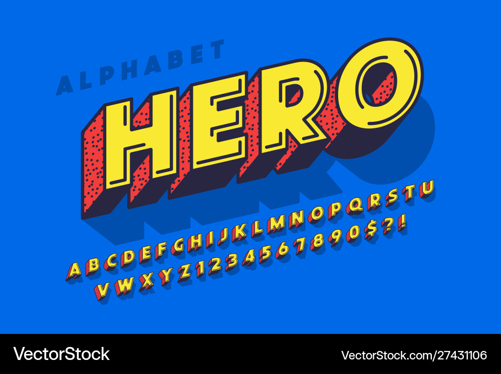 Comical 3D Alphabet Font - Bold & Colorful vector image