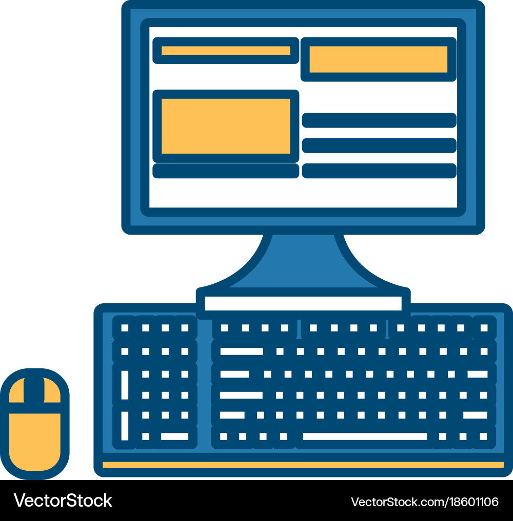 Computer with mouse and keyboard Vector Image