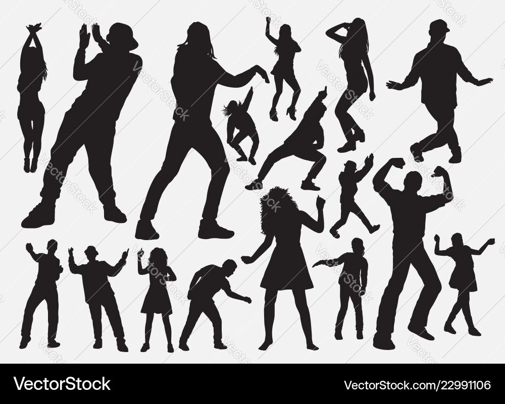 Dancer and rapper man woman silhouette Dancer and rapper man woman silhouette vector image