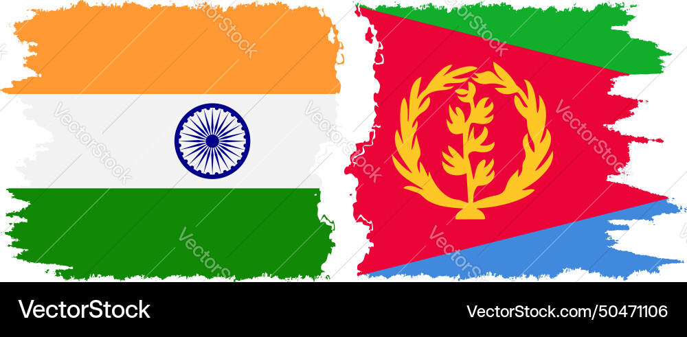 Eritrea and india grunge flags connection Vector Image