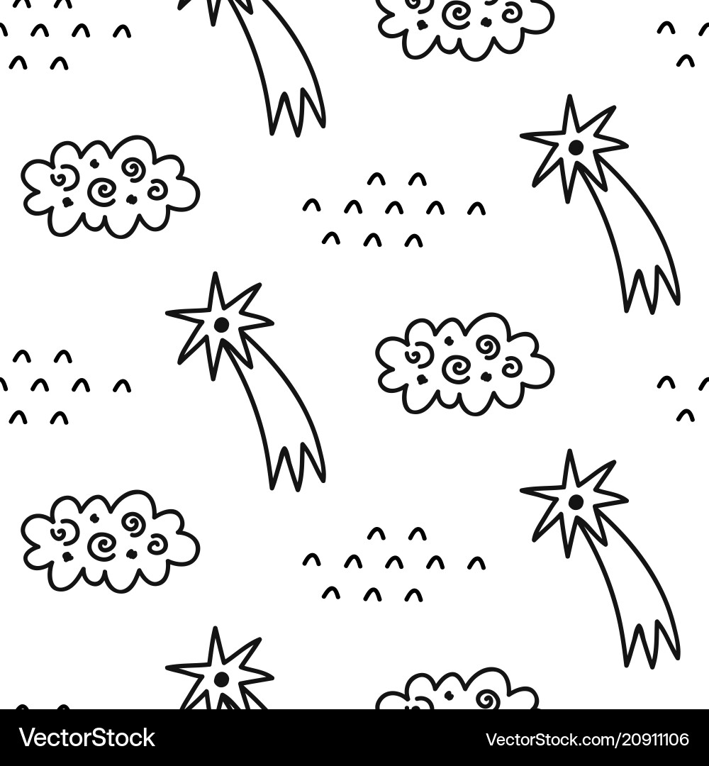 Hand drawn outer space seamless pattern vector image