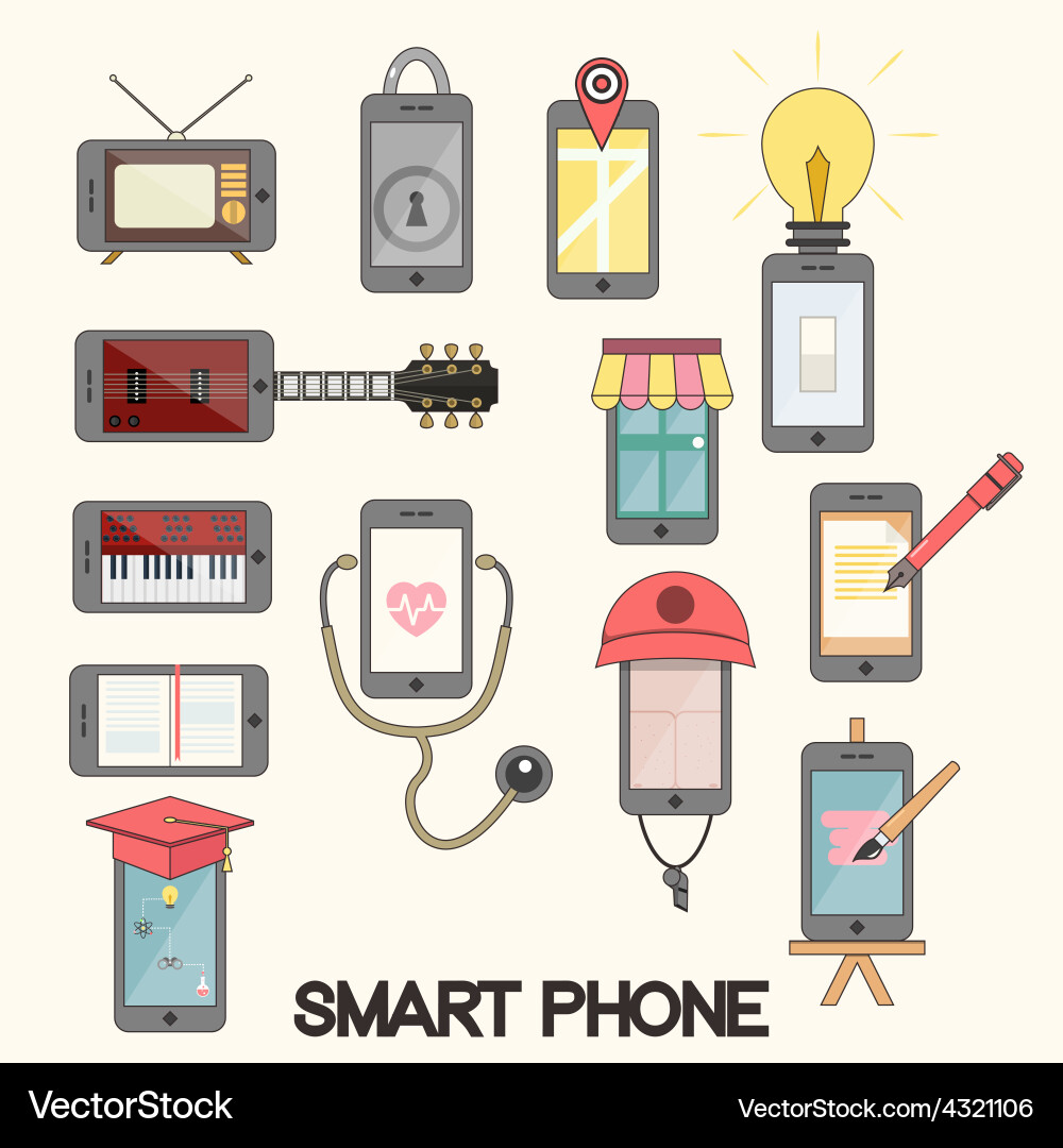 Isolated smartphone functions for life vector image