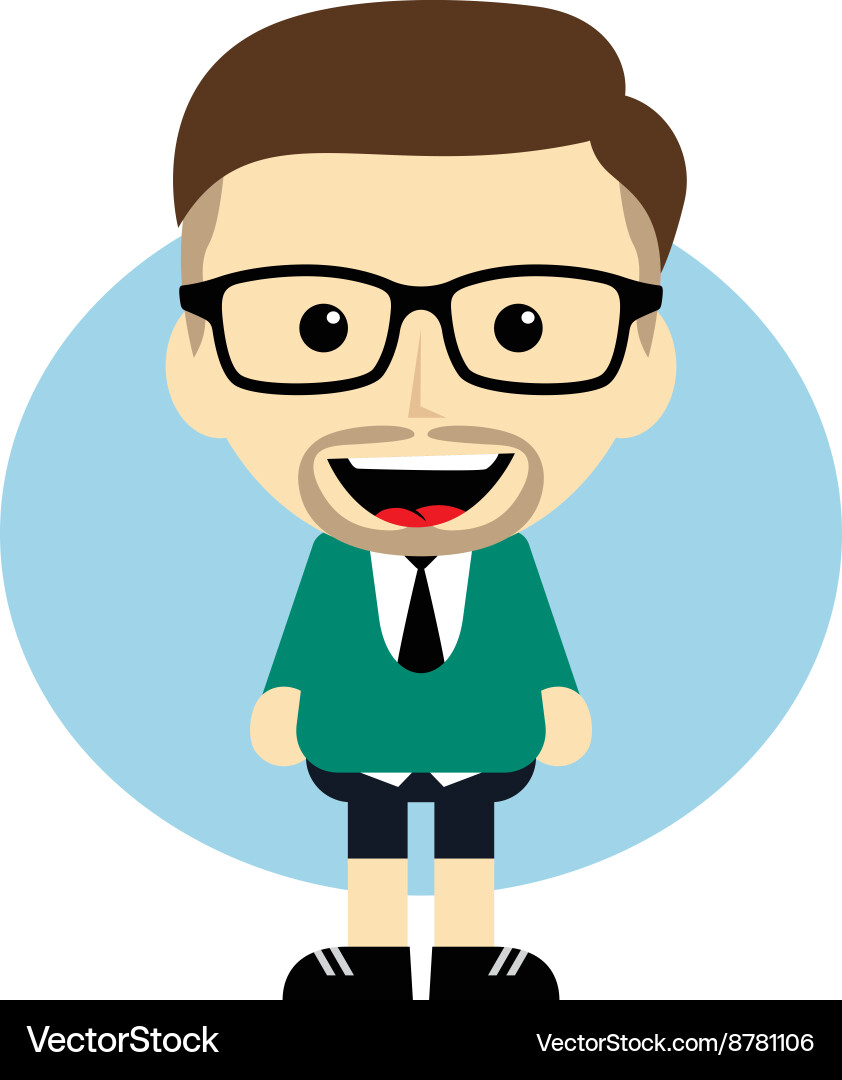 Nerd Cartoon Character Vector Image