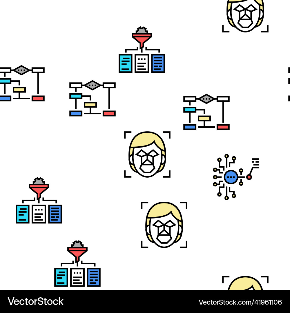 Neural network and ai seamless pattern Neural network and ai seamless pattern vector image