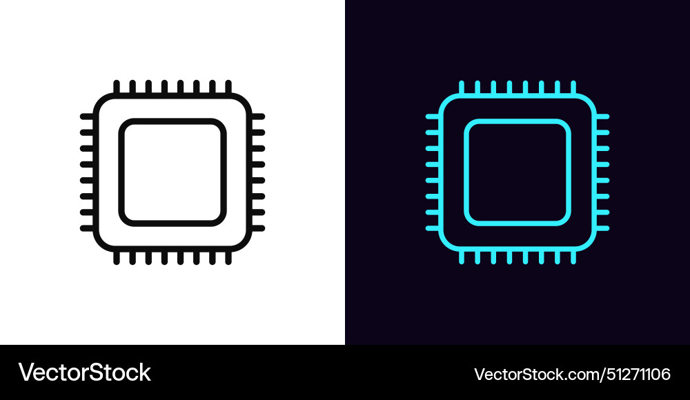 Outline microchip icon with editable stroke Vector Image