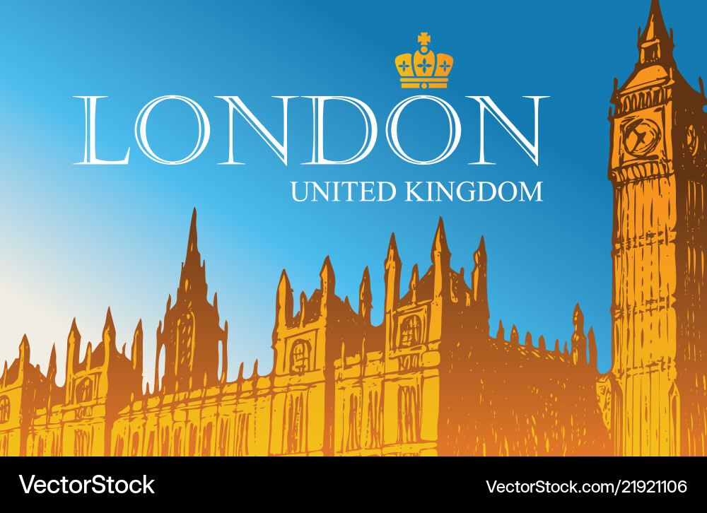 Postcard with palace of westminster in london Postcard with palace of westminster in london vector image