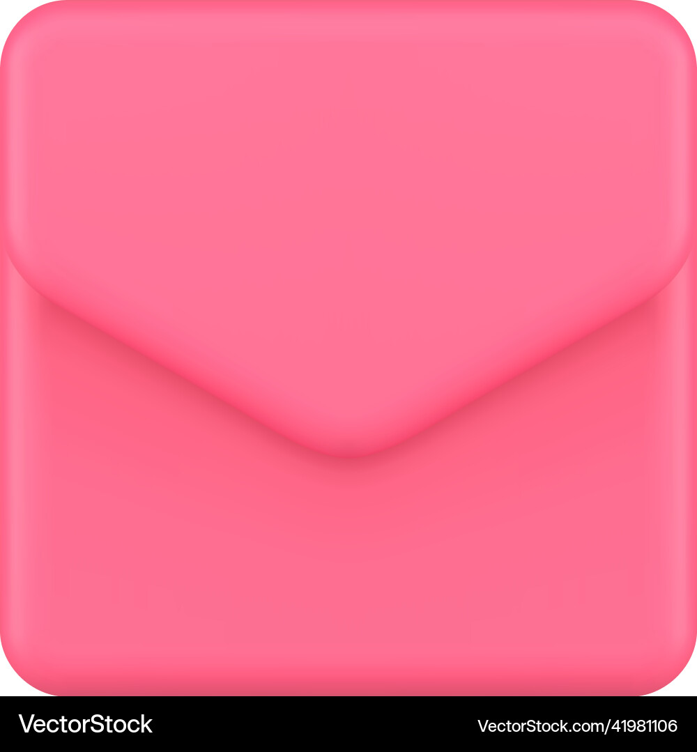 Realistic 3d icon pink paper envelope inbox post Realistic 3d icon pink paper envelope inbox post vector image