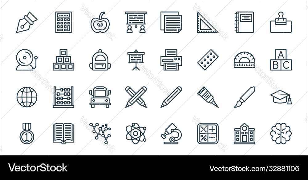School line icons linear set quality School line icons linear set quality vector image