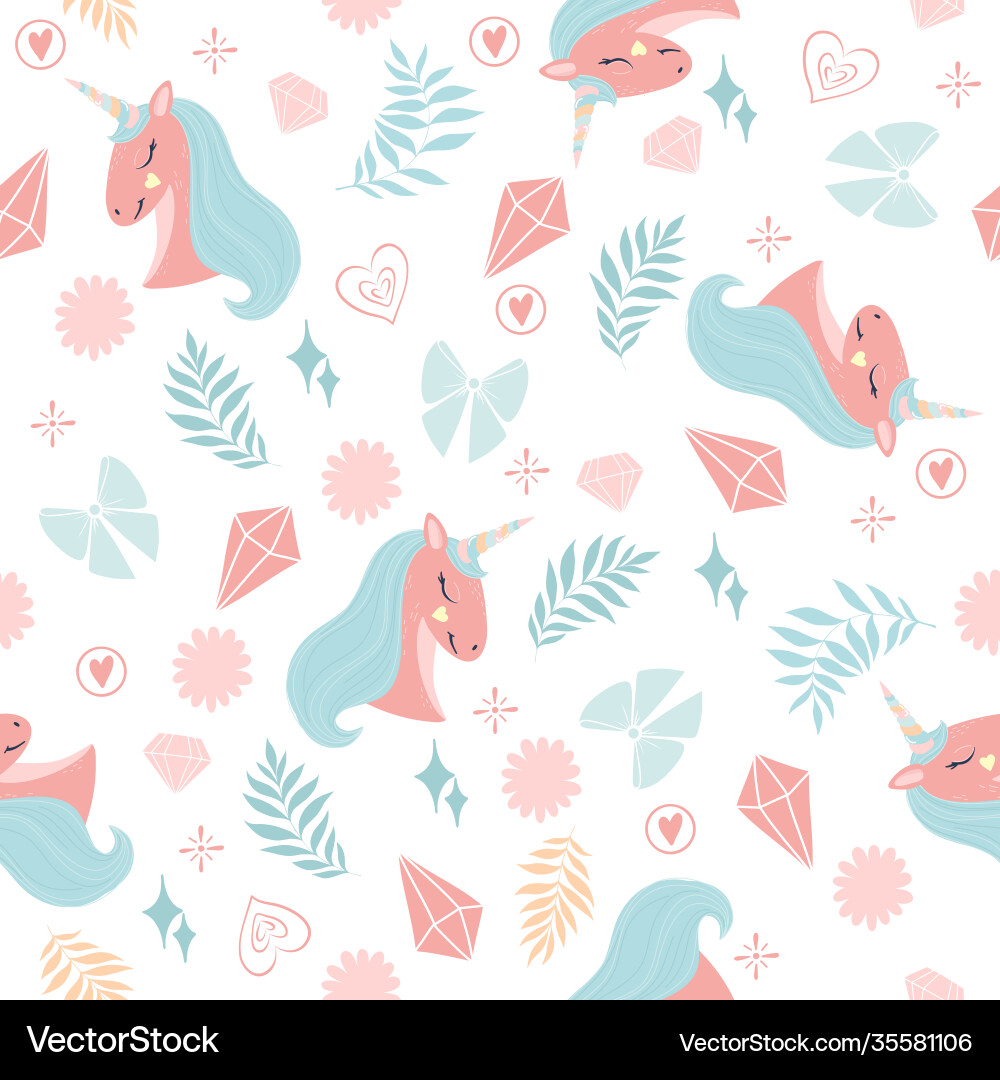 Seamless pattern with unicorn crystals Seamless pattern with unicorn crystals vector image